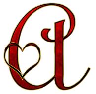 A, vintage alphabet letter with heart