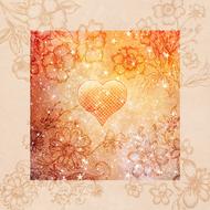 background scrapbooking paper orange heart