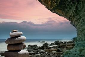 zen Stones on scenic Coast