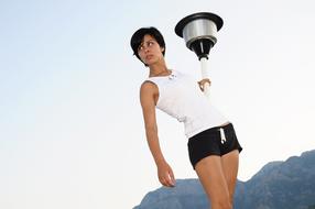 Girl Young and street lamp