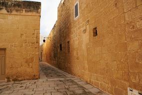 medieval stone House on alley, Malta, Mdina