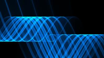 Beautiful, blue, gradient vector pattern with the curves, at black background, clipart