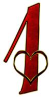 number one digit background heart