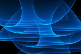 Beautiful, glowing, blue, gradient patterns, at black background, clipart