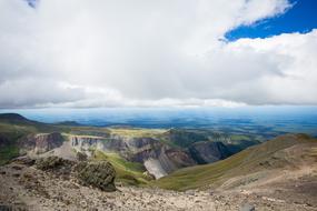 mountains clouds land