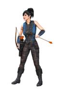 drawn woman warrior with bow and arrow
