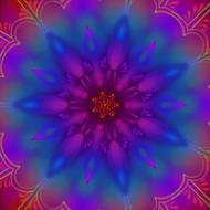floral ornament, purple and red