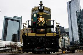 Beautiful green and yellow train in Toronto, Canada