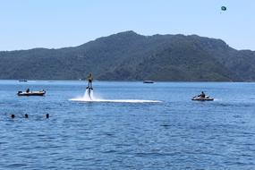 Holidaymakers on the sea