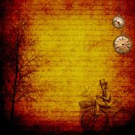 vintage background with pocket clocks and cyclist