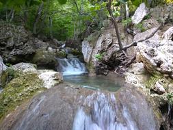 Crimea Red Caves Waterfall