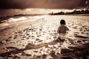 Children on Beach at Sunset