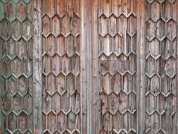 Close-up of the colorful and beautiful, patterned, wooden door
