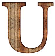 Colorful "U" letter with the wooden texture, at white background, clipart