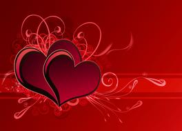 red heart background greeting card drawing