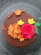 chocolate cake with flowers