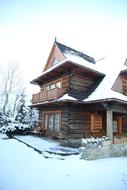 snow-covered house in Style Zakopane