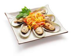 Vegetable dish with seafood