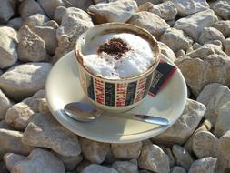 foam coffee on the beach