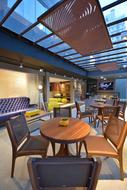 glass roof in a cafe