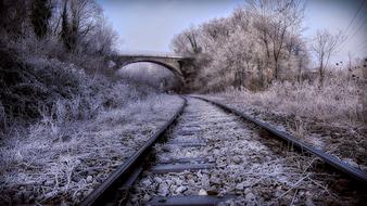 Railroad Tracks Wintry Arch