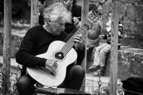 Musician Guitarist black and white