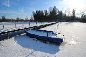 boat snow snow landscape water