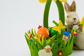 Easter Basket with painted Eggs and decorations