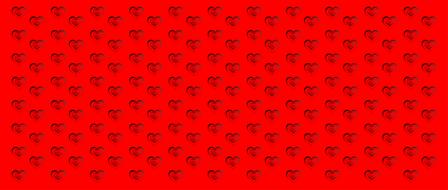 red background with heart patterns