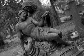 sculpture of religion in a cemetery