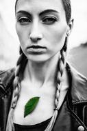 Girl Portrait and green Sheet