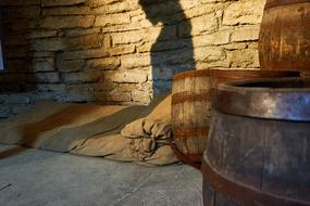 wooden barrels