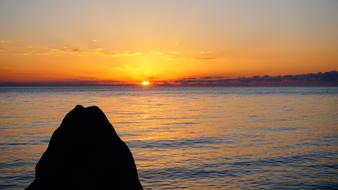 mountain silhouette with sea landscape