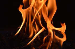 bright flame on black background