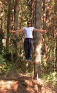fly man in forest