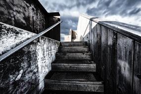 stone grand staircase with clouds