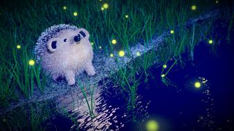 hedgehog,water green,lights,lights.