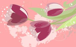 tulips pink abstract background drawing