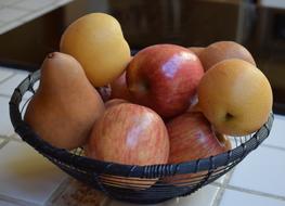 colored pears and apples