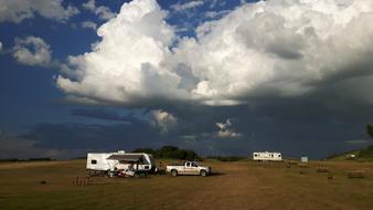 Camping on field view
