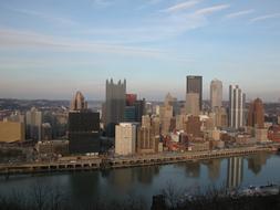 panorama of the waterfront in Pittsburgh, Pennsylvania