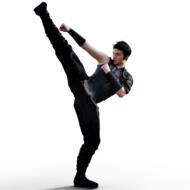 young man doing martial arts exercise
