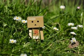 wooden man in the grass