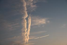 White long Clouds at evening Sky