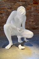 white sculpture of a boy at the Venice Biennale