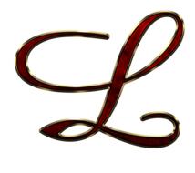 alphabet letter initial L red gold
