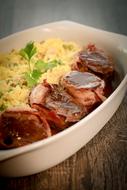 fried meat with rice
