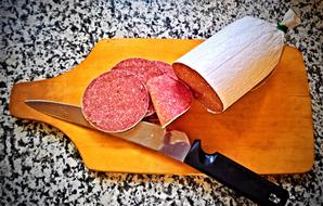 salted sausage on the table