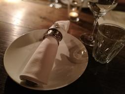 Decorated napkin on the table