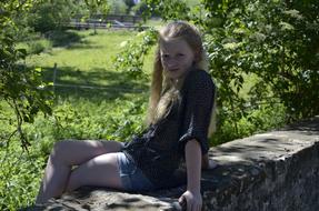 Girl Blonde garden